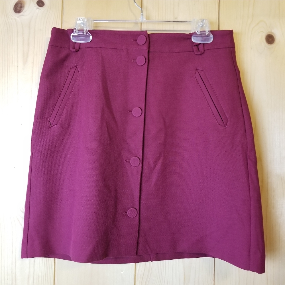 Ann Taylor Loft Button Front Lined Pocketed A-Line Mini Skirt NWT